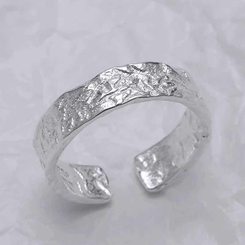 Dapaza S999 Silver Lava Texture Ring