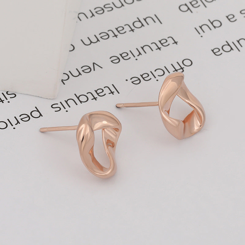 New S925 Silver Geometric Triangle Twist Design Earrings Silver