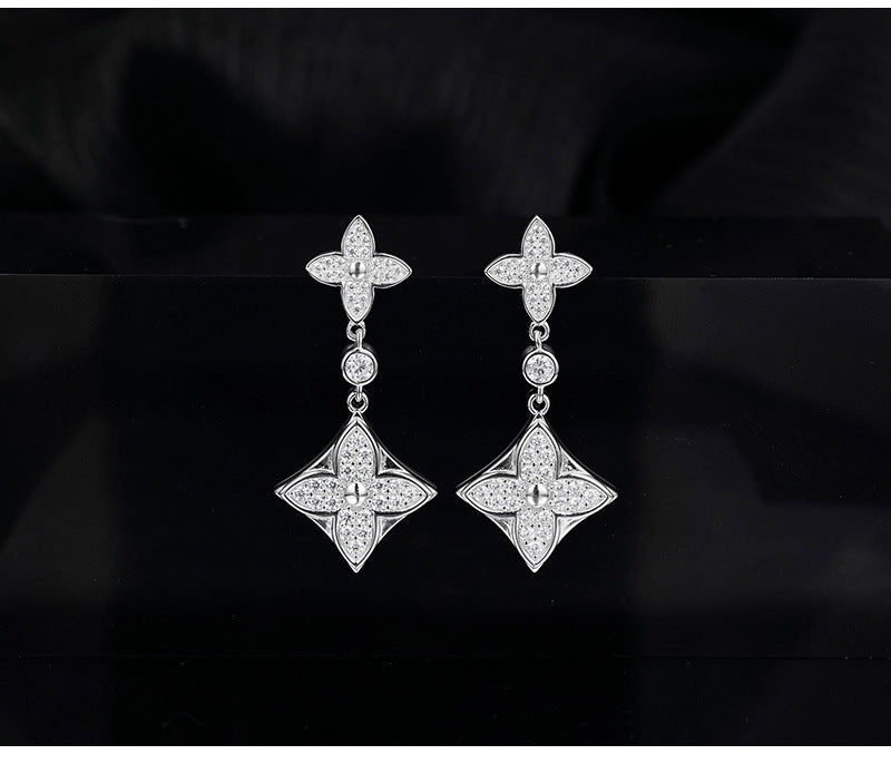 925 Sterling Silver Zirconium Personalized Trend Stud Earrings