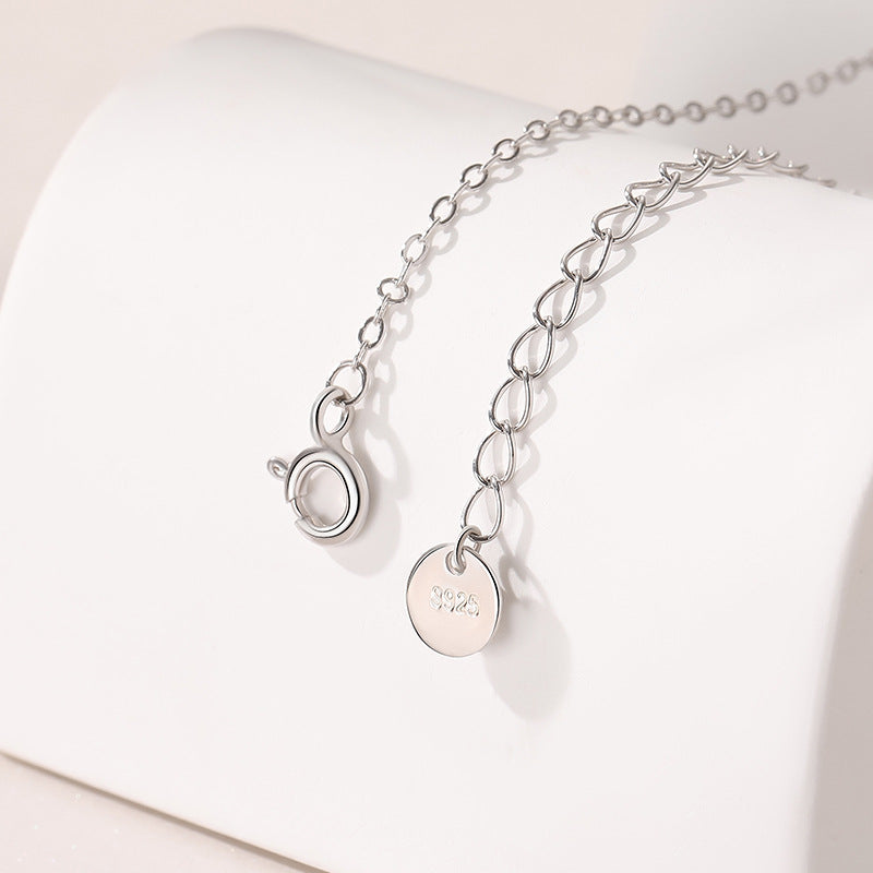 S925 Silver Necklace Double-sided Wearing Pearl  White Mother Shell Necklace Pendant