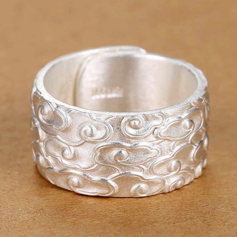 Dapaza 999 Sterling Silver Auspicious Cloud Men's Ring