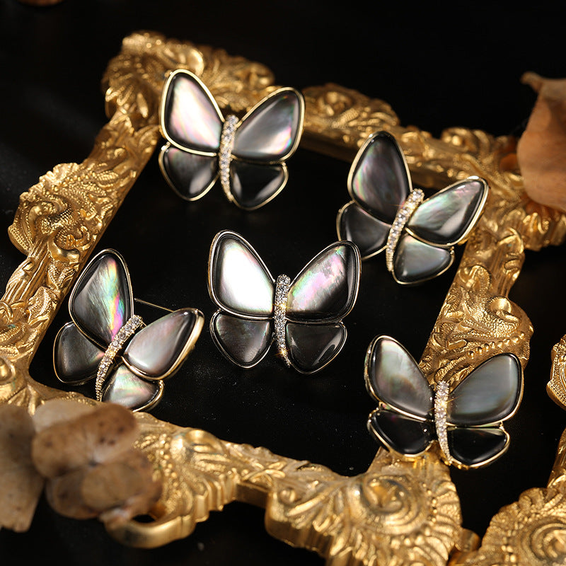 Break The Cocoon Into A Butterfly Natural Shell Butterfly Brooch