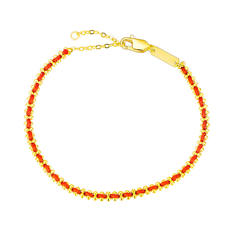 925 Sterling Silver Natal Year Red Rope Bracelet Personalized Niche Design Sense Handmade Hand Rope Jewelry