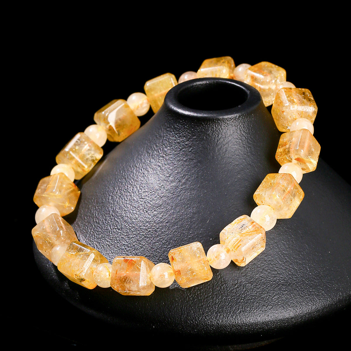 Buddha Life  Natural Golden Rutilated Quartz Sugar Cube Bracelet