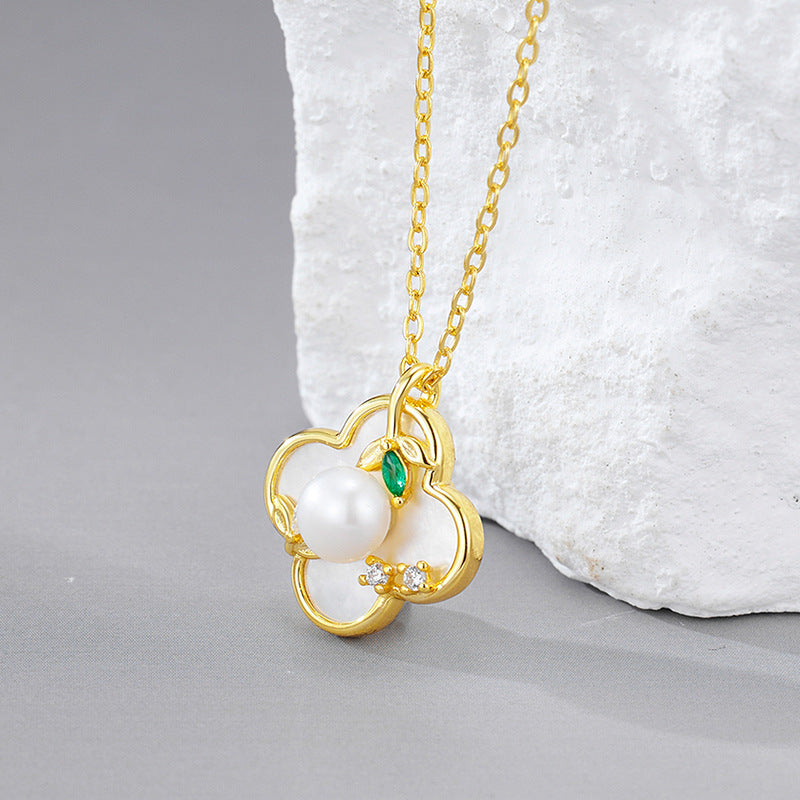 925 Sterling Silver Mother of Pearl Lucky Necklace