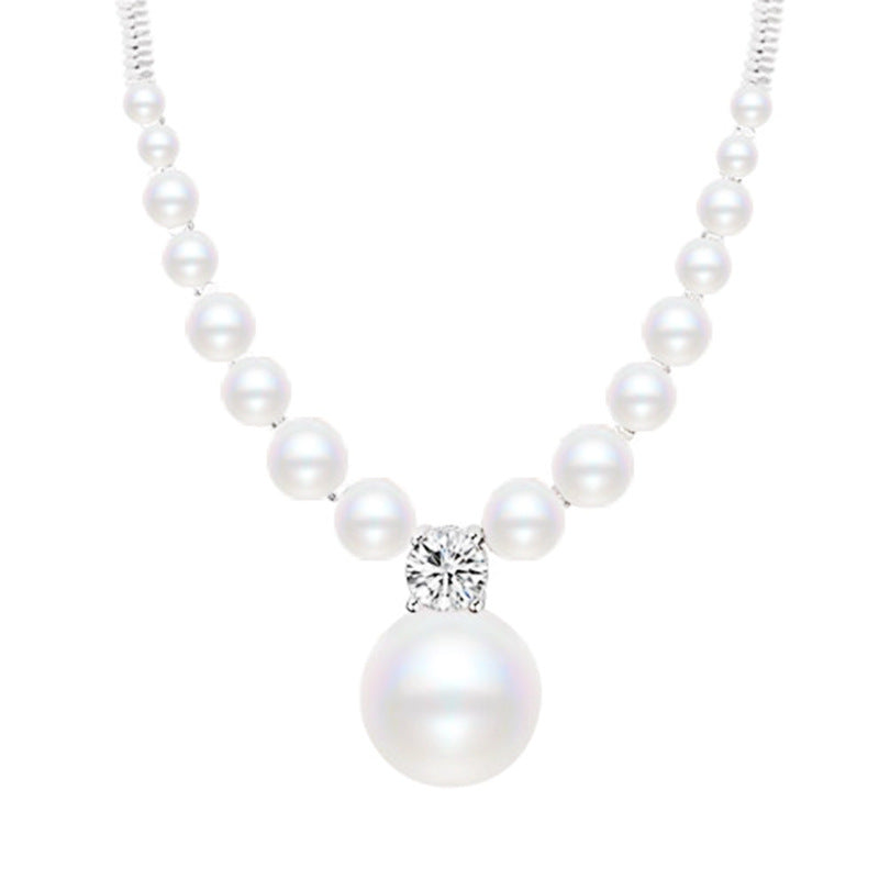 S925 Sterling Silver Shredded Silver Pearl Necklace