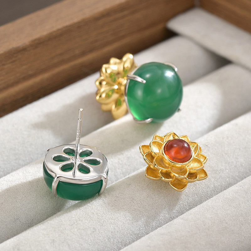 Stud Earrings, High-end Retro Temperament, New Chinese Double-sided Earrings, 925 Silver Needle Light Luxury Jewelry.