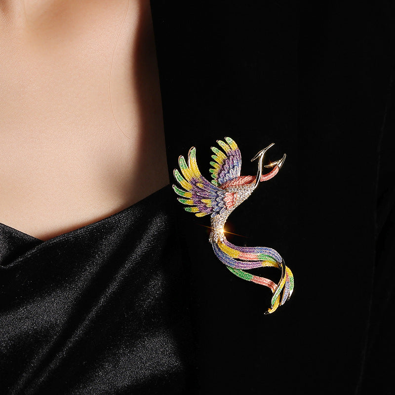 Chinese Style Colored Phoenix Brooch
