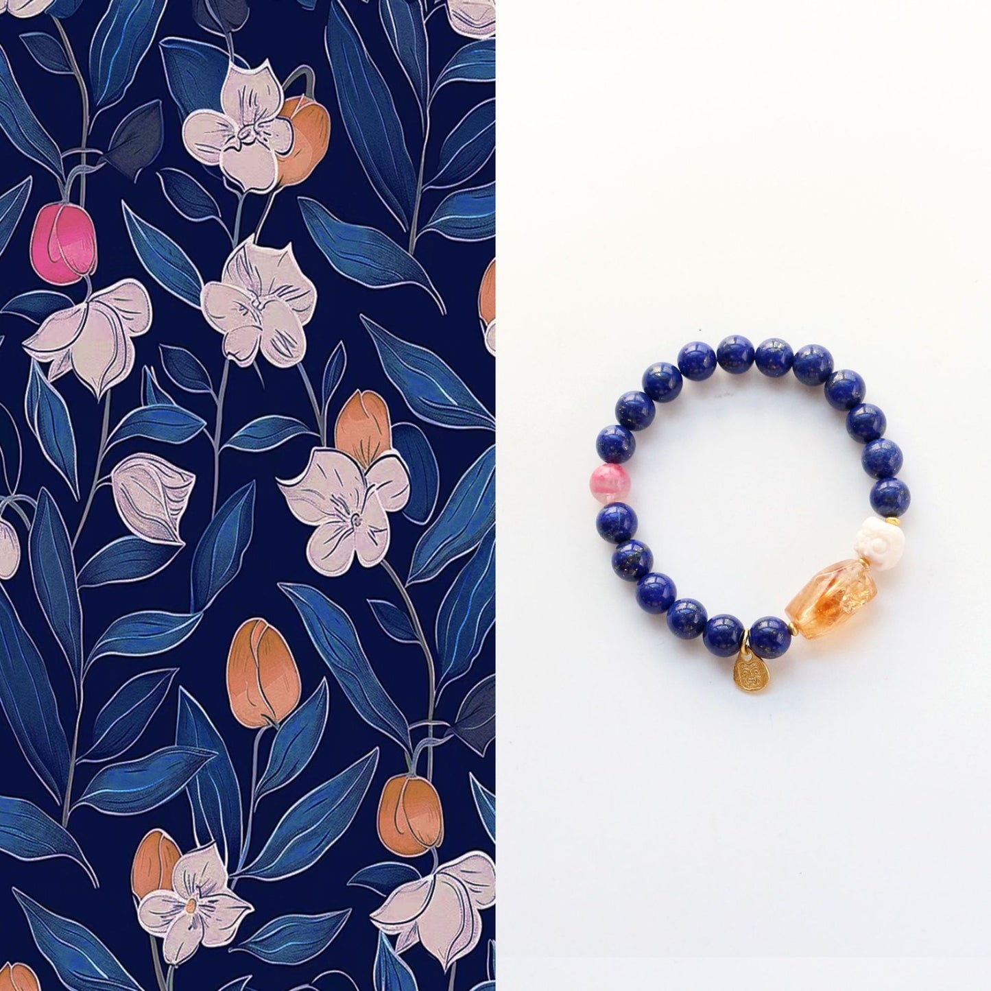 Buddha Life Lapis Lazuli Single Circle Citrine Bracelet