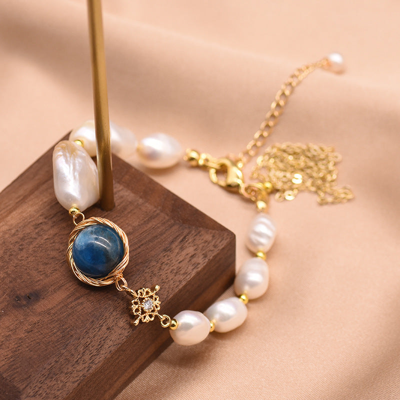Natural Baroque Pearl Kyanite Bracelet