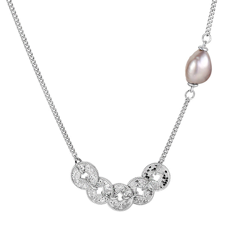 S925 Sterling Silver Five Emperors Money Necklace Niche Broken Irregular Baroque Bracelet Women