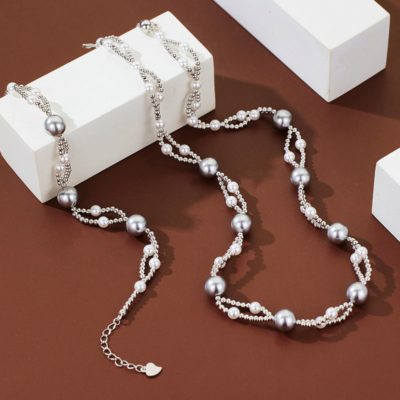 S925 Sterling Silver Pearl Bead Necklace