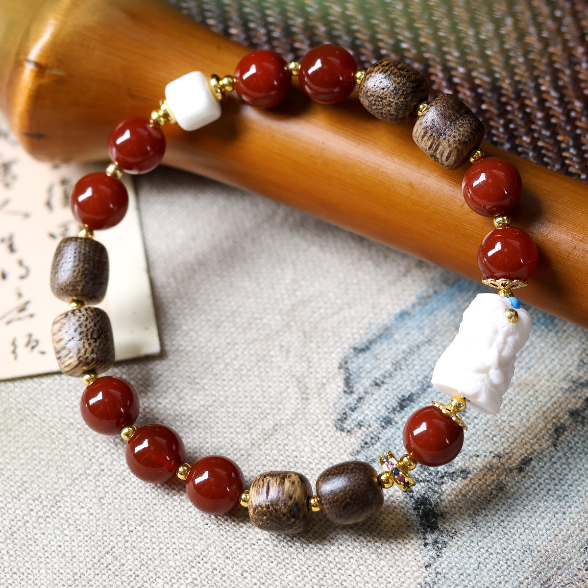 Buddha Life Agarwood Random Bead Bracelet Tibetan Beeswax Bead Bracelet