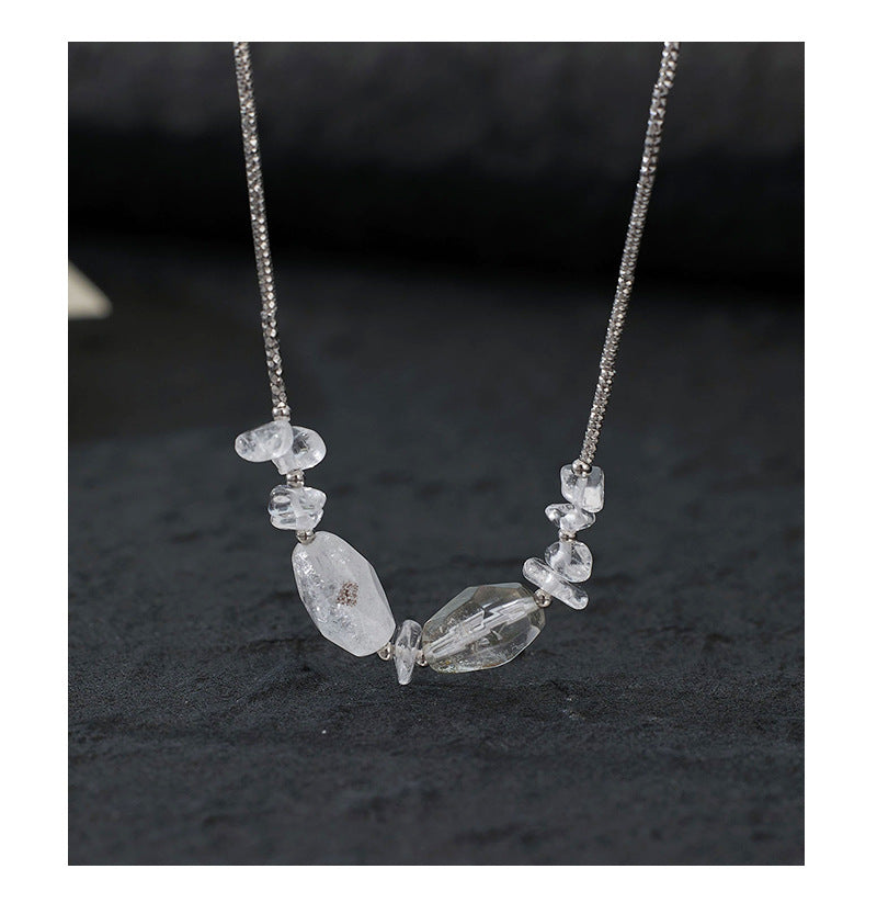 925 Sterling Silver Irregular Crystal Necklace Niche Design