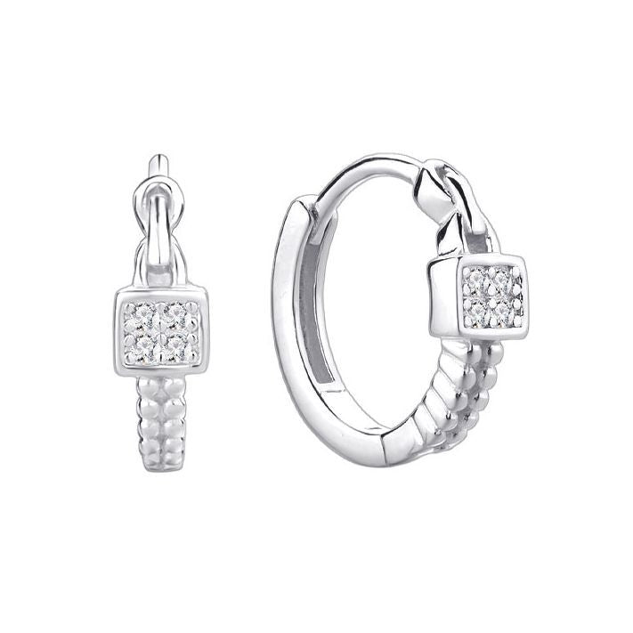 Dapaza 925 Sterling Silver Square Diamond Earrings