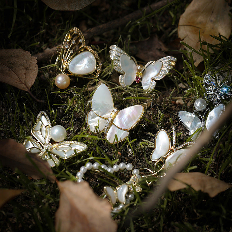 Break The Cocoon Into A Butterfly Natural Shell Butterfly Brooch