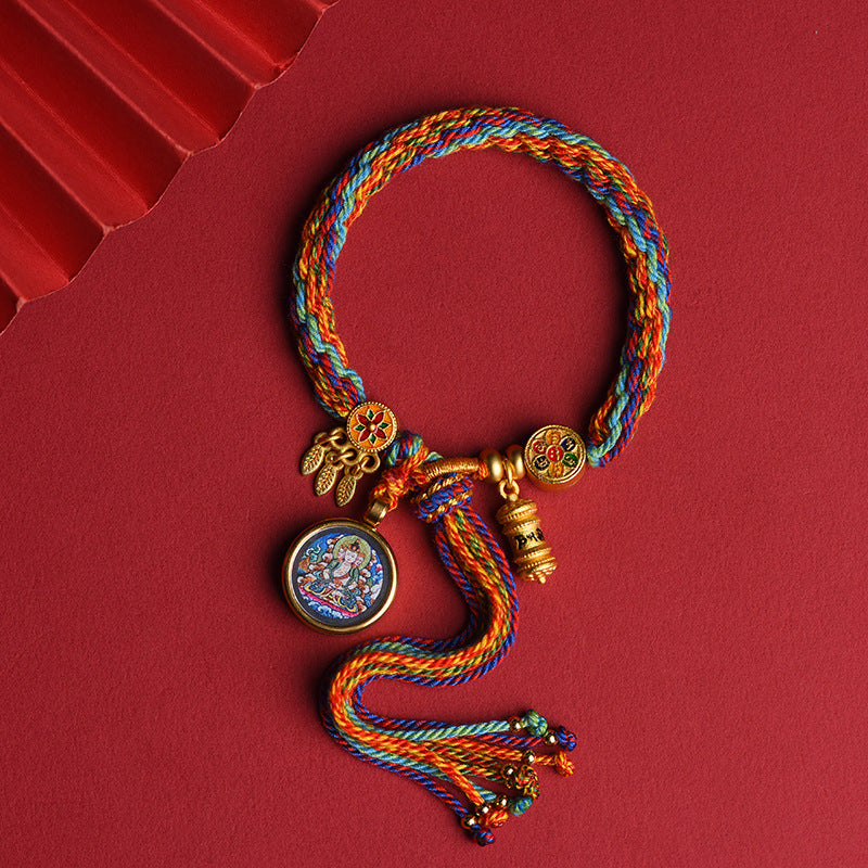 Buddha Life Eight Patron Saints of Tibetan Thangka, Tibetan Thangka Hand Rope