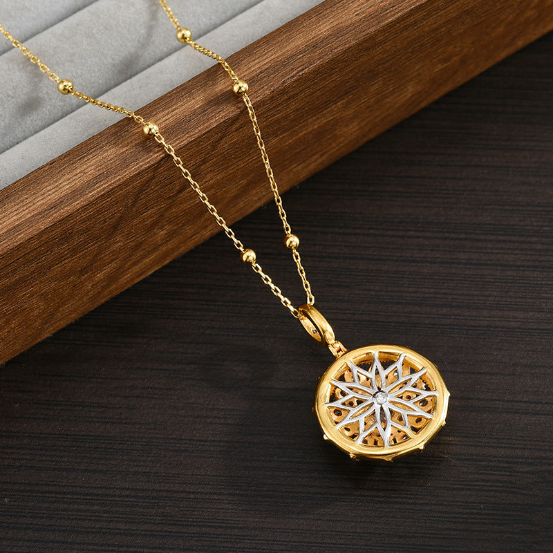 925 Sterling Silver Sunflower Necklace Niche Light Luxury Versatile High-end Pendant Diamond Collarbone Chain Fashion Necklace