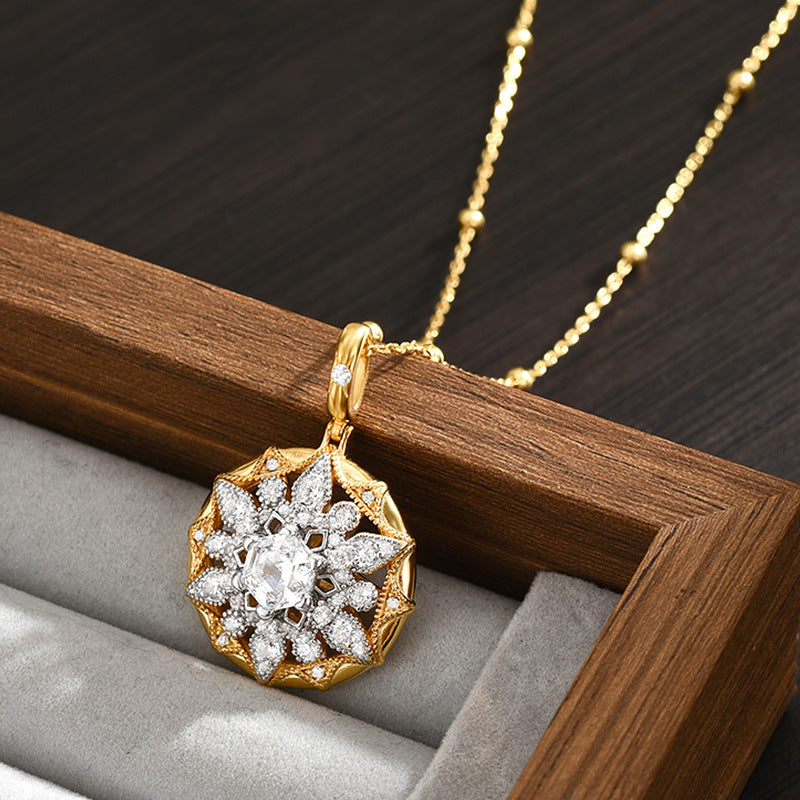 925 Sterling Silver Sunflower Necklace Niche Light Luxury Versatile High-end Pendant Diamond Collarbone Chain Fashion Necklace