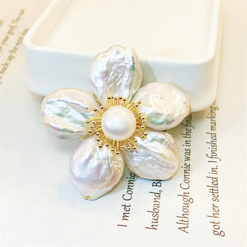 Baroque Pearl Flower Brooch