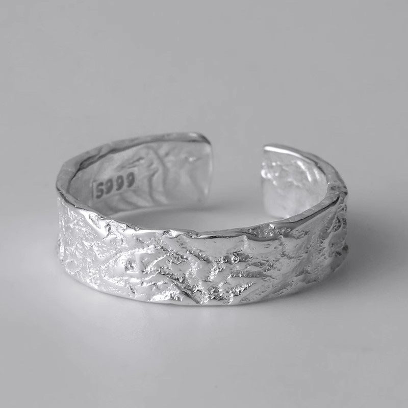 Dapaza S999 Silver Lava Texture Ring