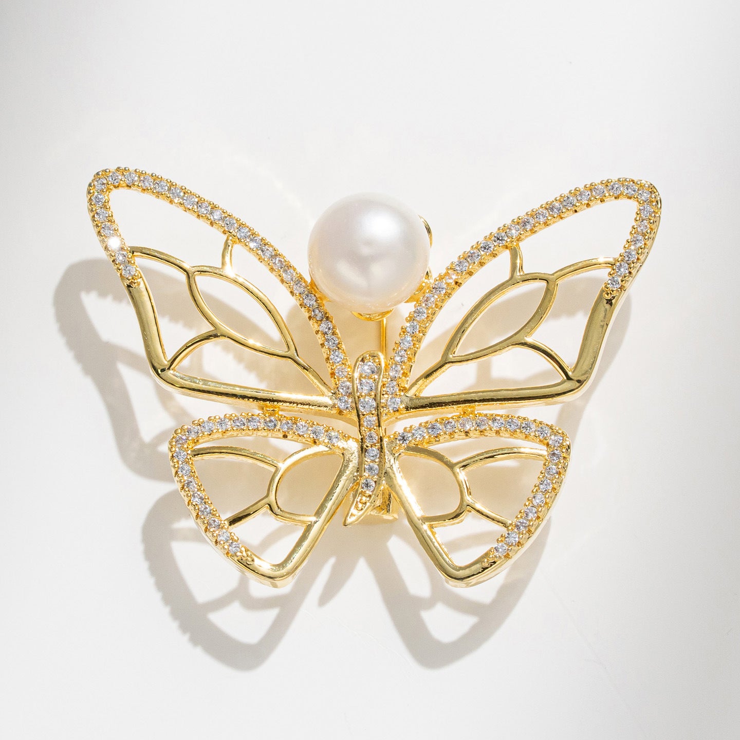 Freshwater Pearl Butterfly Brooch