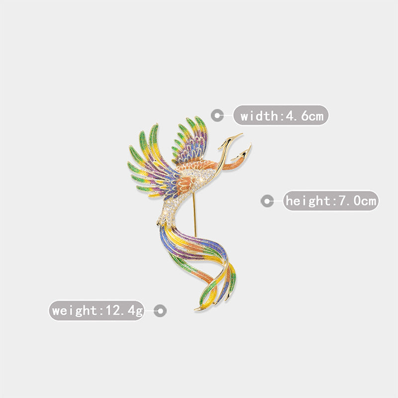 Chinese Style Colored Phoenix Brooch