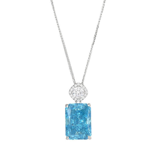 Dapaza S925 Silver Natural Aquamarine Necklace