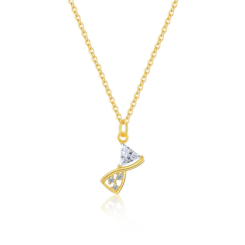 Dapaza Time Hourglass Gold Plated Necklace Women's S925 Sterling Silver