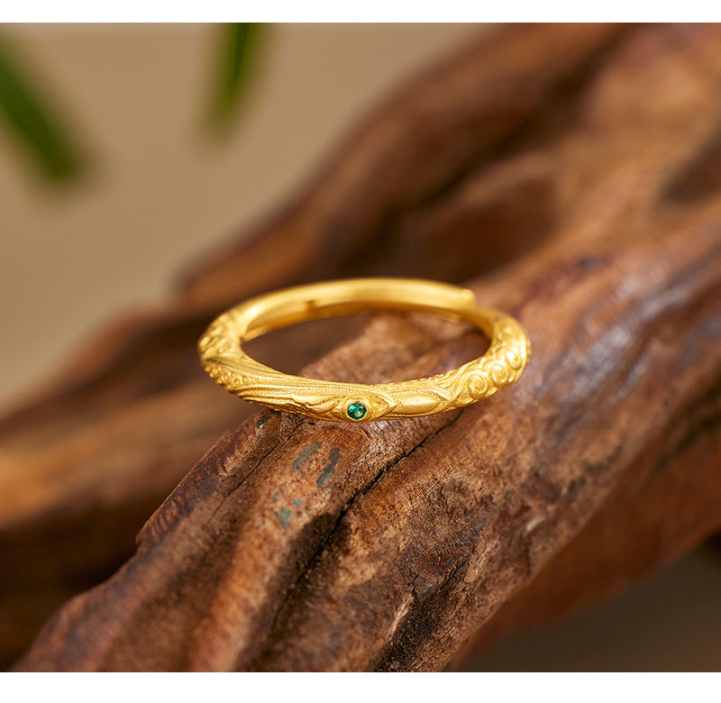 S925 Sterling Silver Necklace Female Niche Design New Chinese Style National Tide Engraving Nezha Qiankun Ring Set