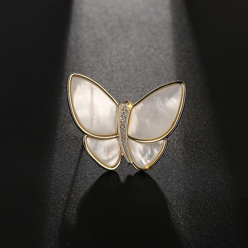 Break The Cocoon Into A Butterfly Natural Shell Butterfly Brooch