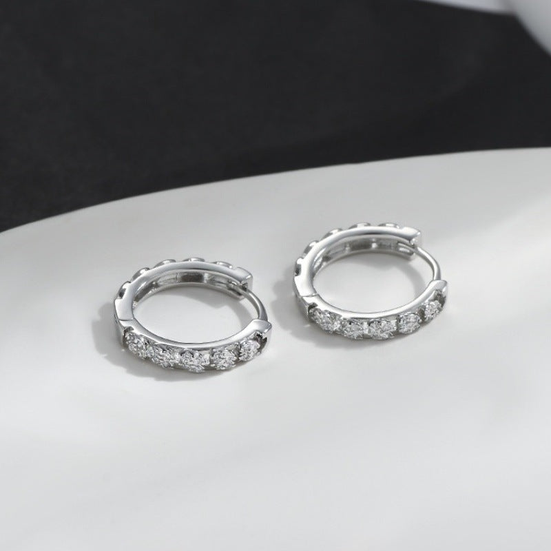 925 Silver Plated 18K Gold Round Diamond Earrings