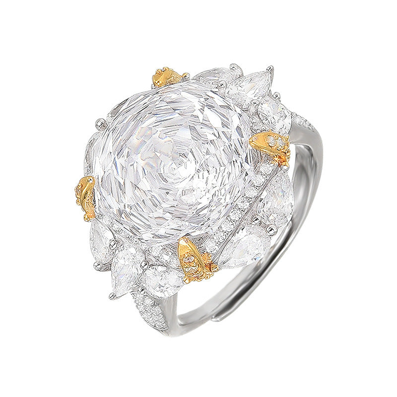 S925 Sterling Silver Camellia J Ring Atmospheric High Sense Versatile Temperament Flower Women's Opening Ring
