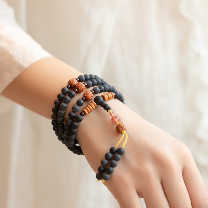 Buddha Life Medicine Pernan Red Agate Buddha Bead Bracelet 108 Beads Bracelet for Men's and Women's