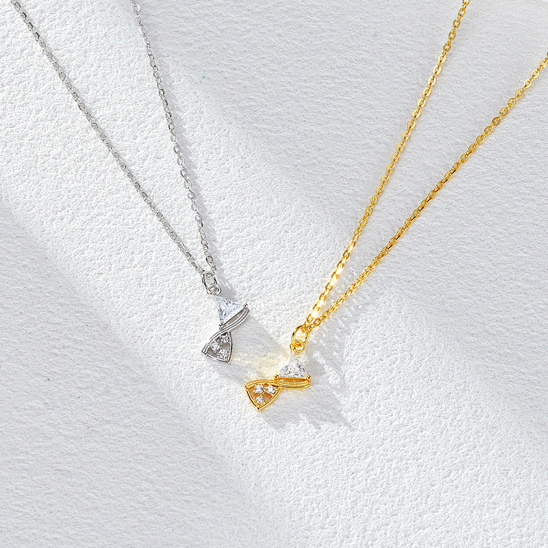 Dapaza Time Hourglass Gold Plated Necklace Women's S925 Sterling Silver