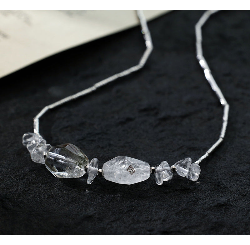 925 Sterling Silver Irregular Crystal Necklace Niche Design