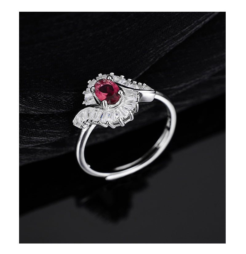 S925 Sterling Silver Flame Colored Treasure Zircon Opening Adjustable Ring