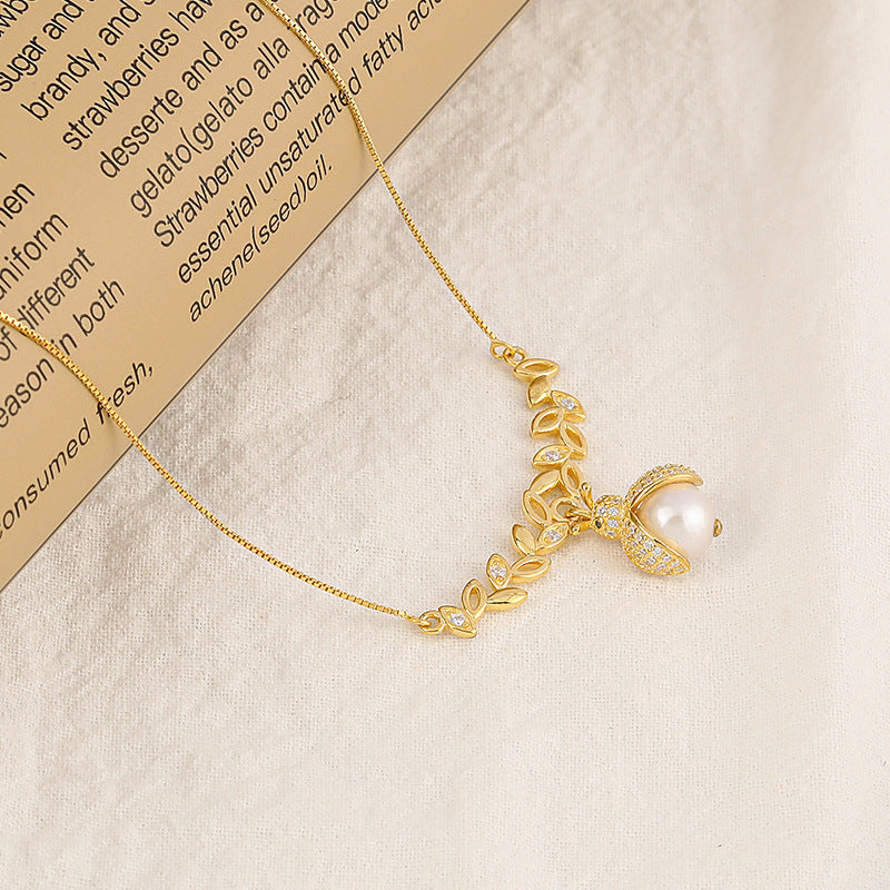 S925 Silver Baroque Pearl Seven Stars Ladybug Necklace