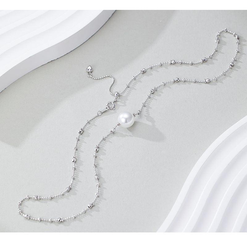 S925 Sterling Silver Fairy Necklace Female Niche Design Bead Collarbone Chain