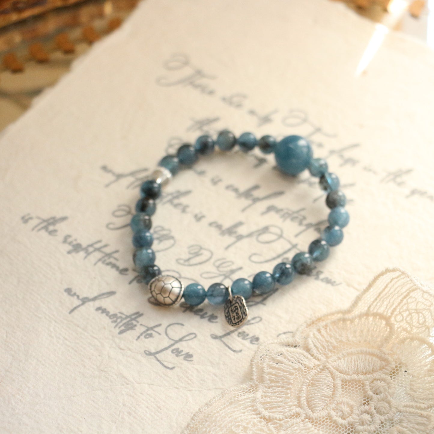 Natural Crystal Aquamarine 925 Silver Bracelet