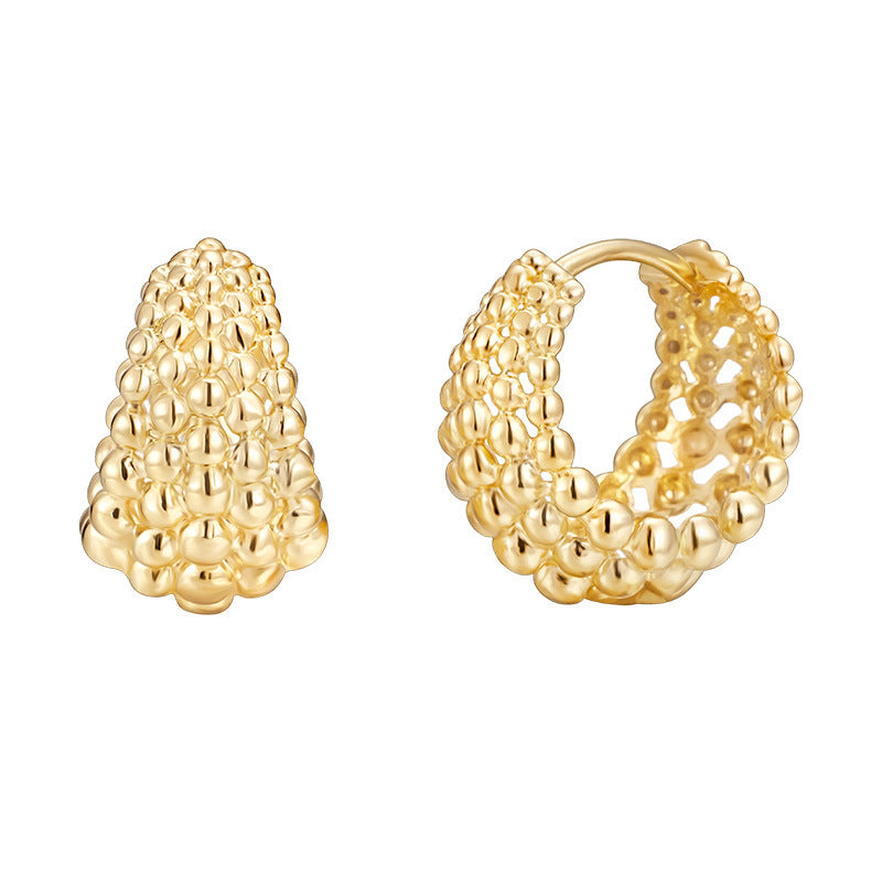 Simple Autumn and Winter 925 Sterling Silver C-shaped Bead Earrings