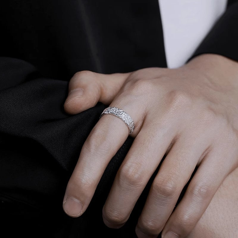 Dapaza S999 Silver Lava Texture Ring