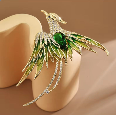 Buddha Life Chinese Style Colored Zircon Phoenix Brooch