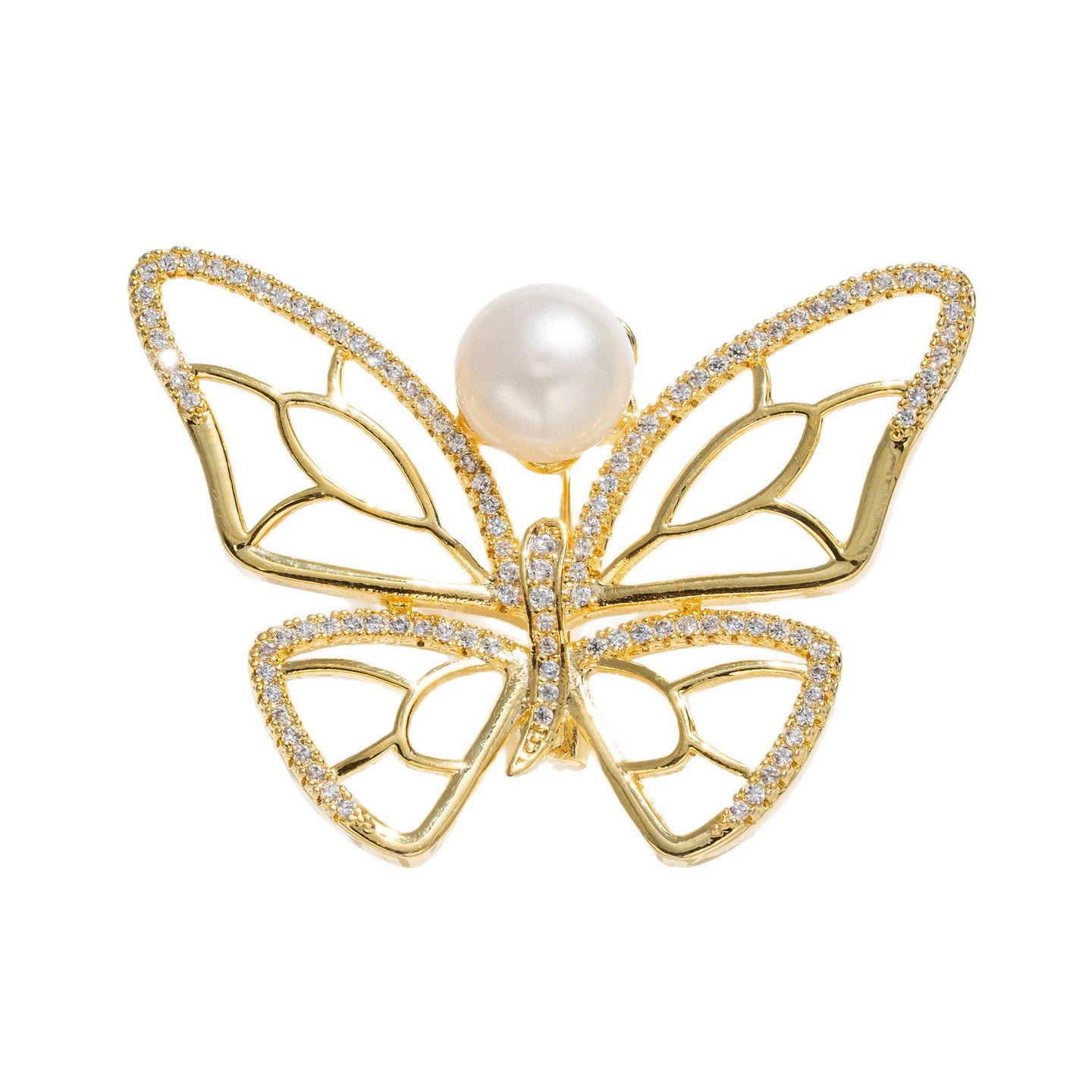 Freshwater Pearl Butterfly Brooch