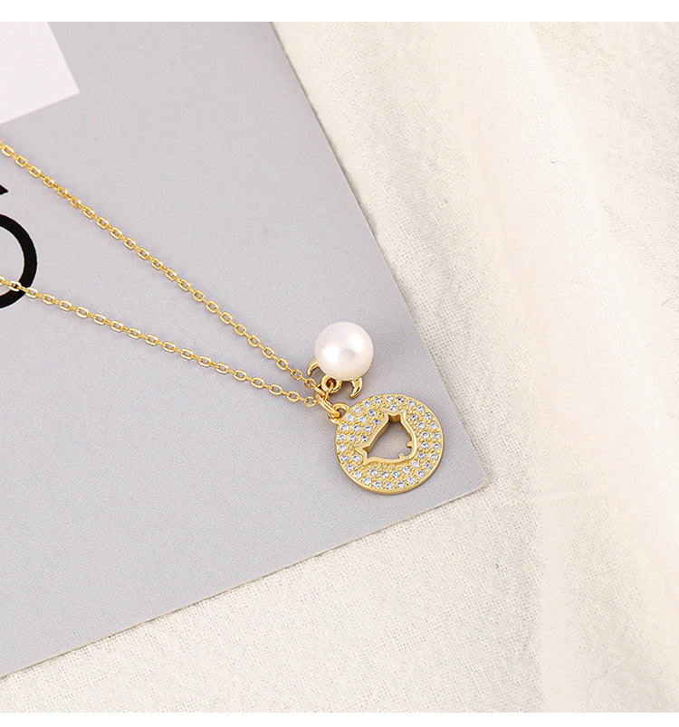 Round Pendant S925 Silver Freshwater Pearl Necklace