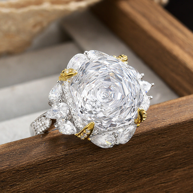 S925 Sterling Silver Camellia J Ring Atmospheric High Sense Versatile Temperament Flower Women's Opening Ring