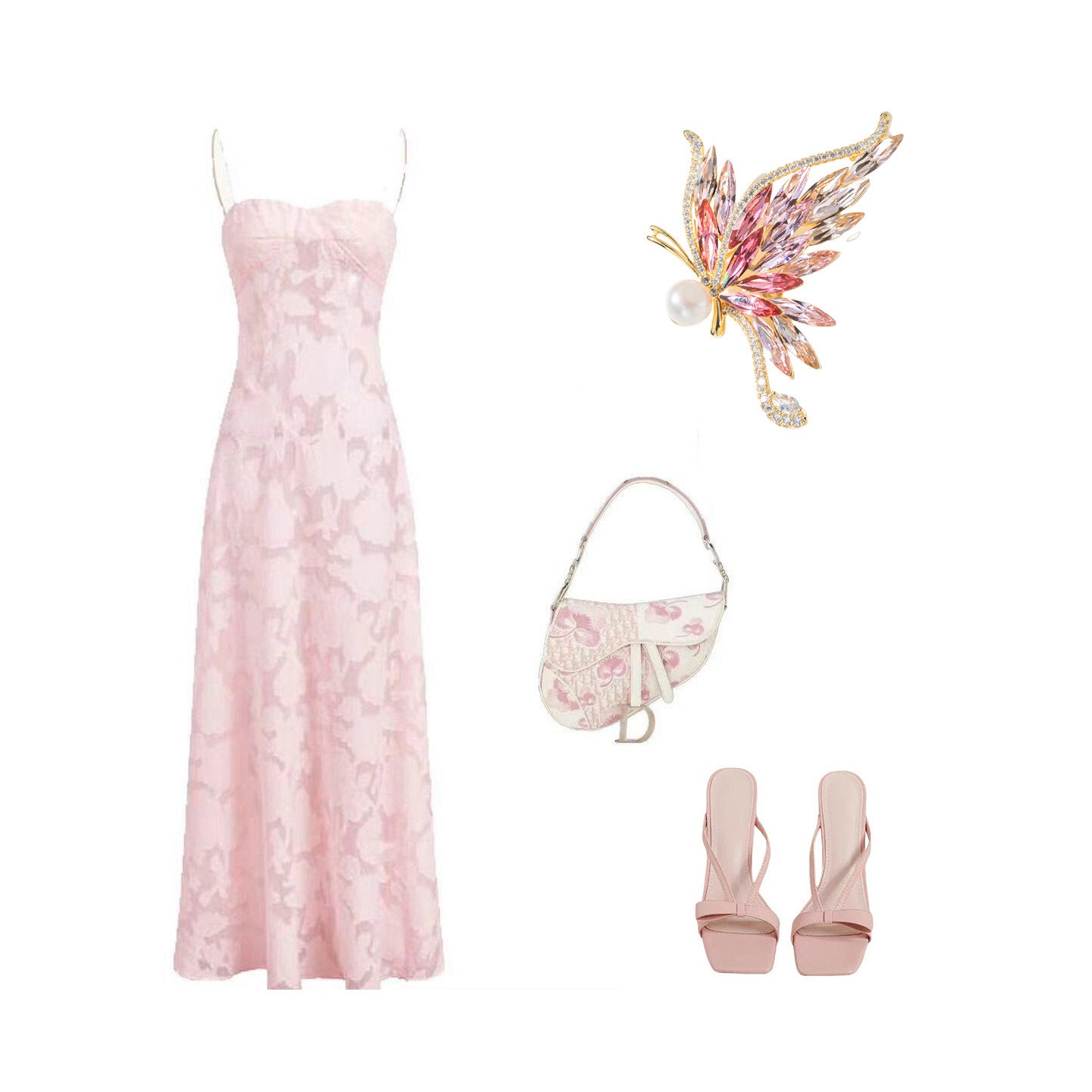 Freshwater Pearl Crystal Butterfly Brooch