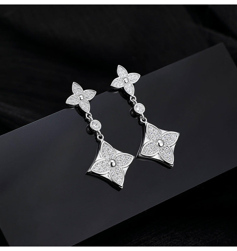 925 Sterling Silver Zirconium Personalized Trend Stud Earrings