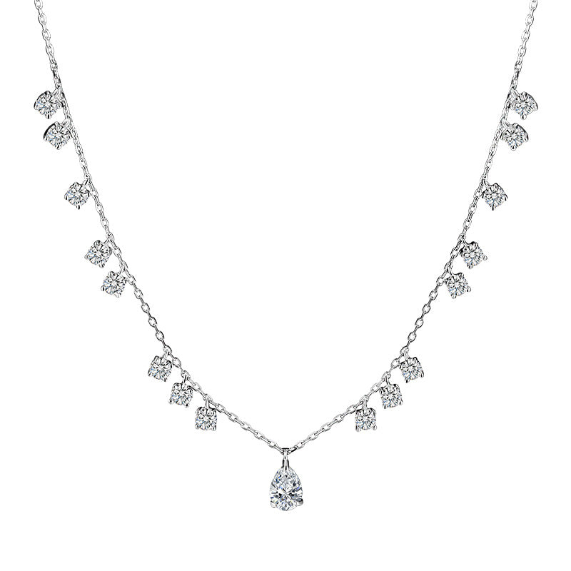 S925 Sterling Silver Necklace Zircon Elegant Temperament Versatile Premium Sense Clavicle Chain