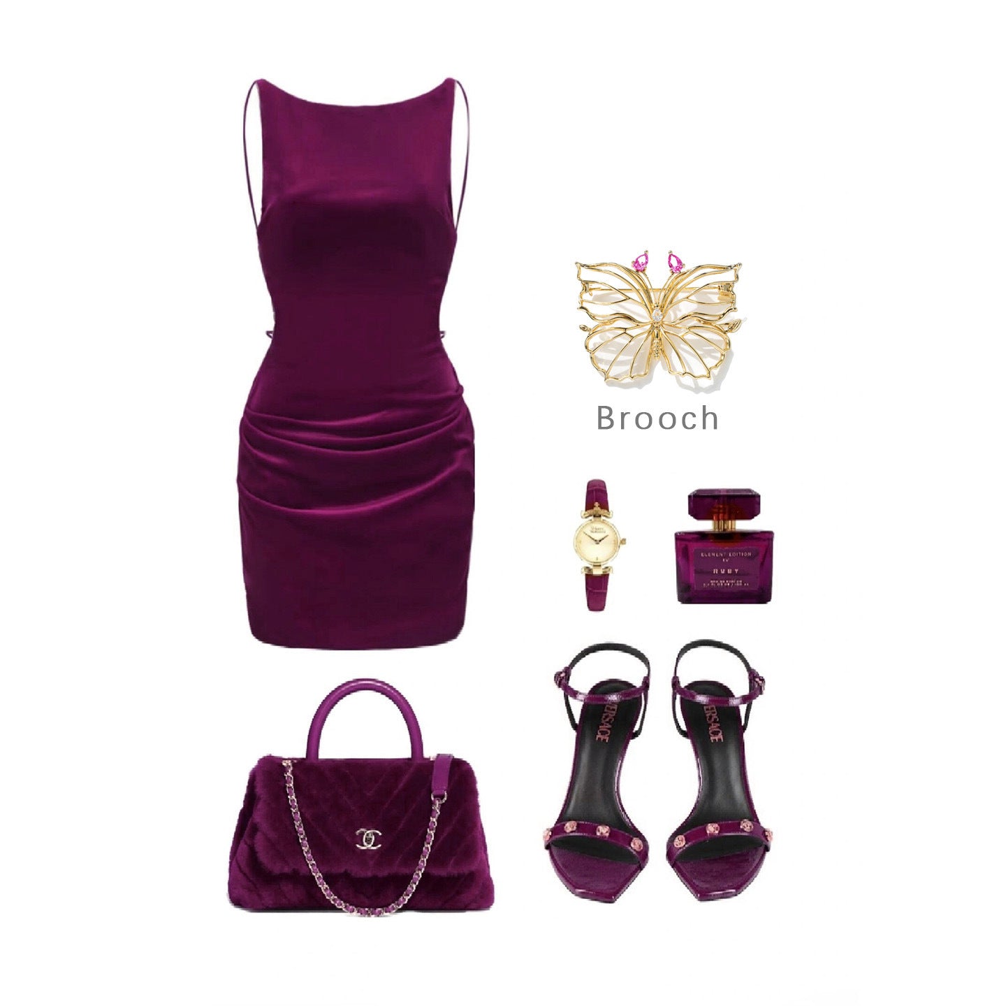 Copper Alloy Diamond Hollow Butterfly Brooch